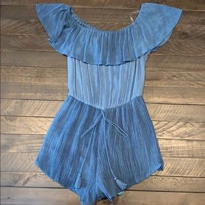 NWT LIGHT BLUE OFF THE SHOULDER ROMPER
